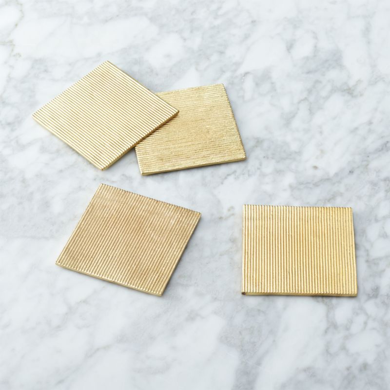 Pleat Gold Coasters Set of 4 + Reviews | CB2 | CB2