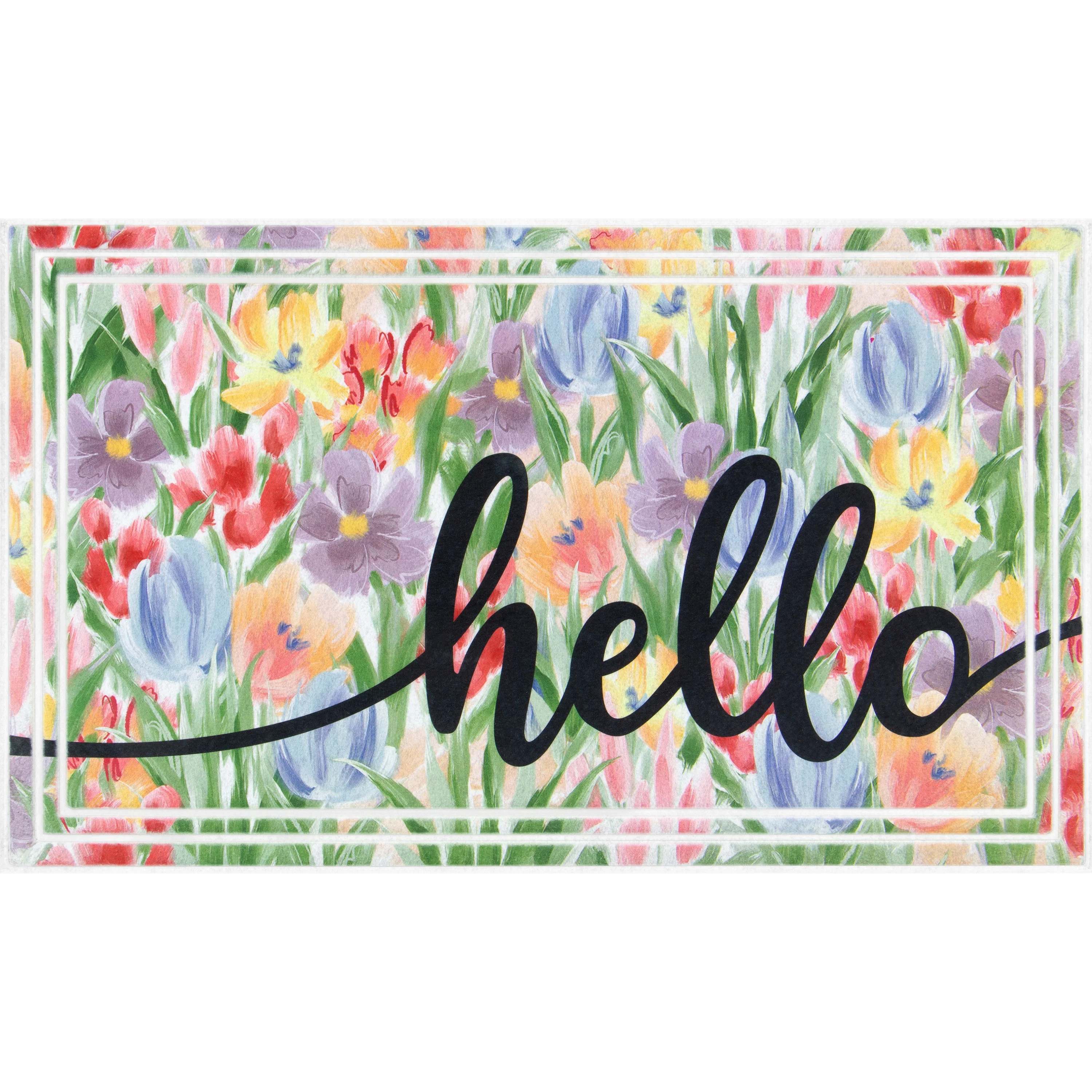 Mainstays Fashionables Deluxe Hello Tulip Floral Indoor/Outdoor Doormat, 1.5' x 2.5' | Walmart (US)