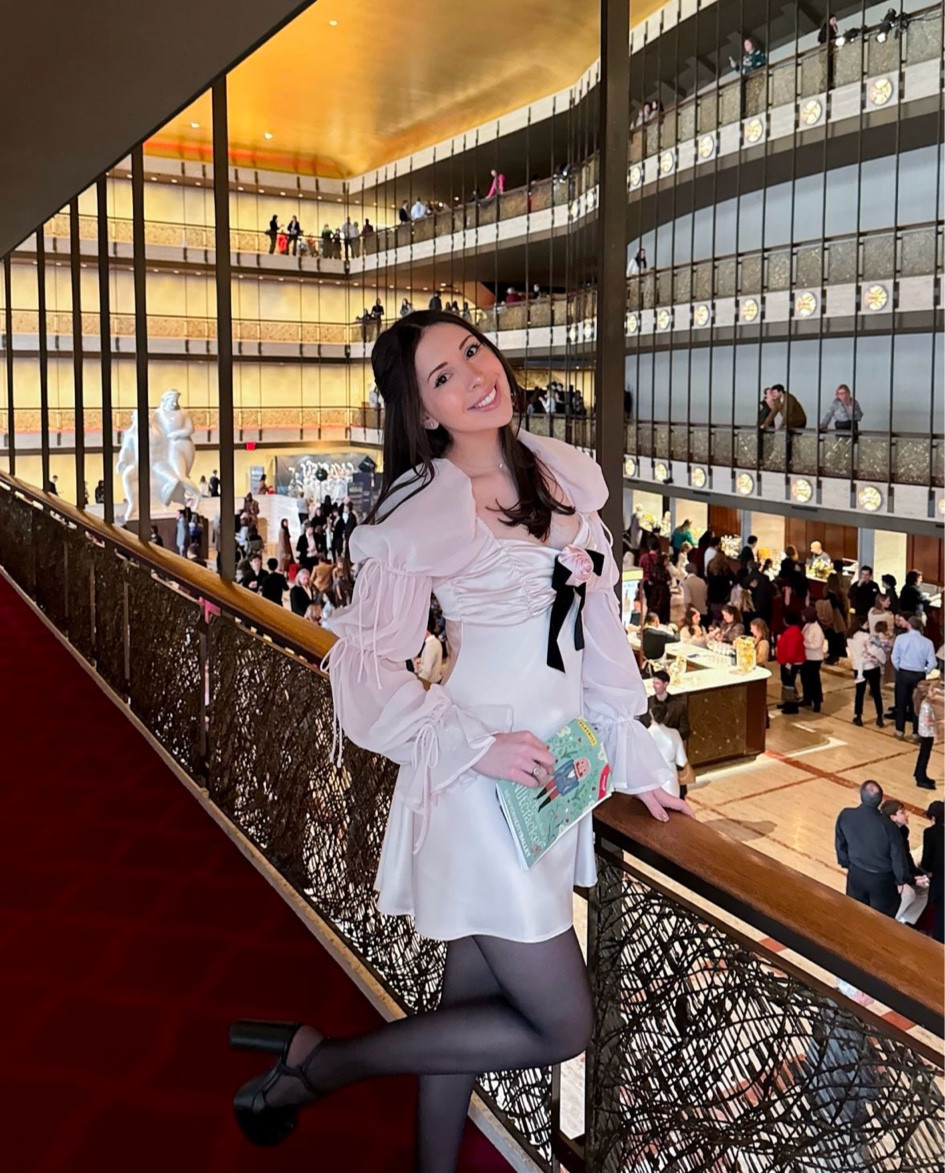 I styled this For Love & Lemons dress with black sheer tights, heels, and an embellished velvet bow for an afternoon at the ballet  

#LTKHoliday #LTKParties #LTKStyleTip