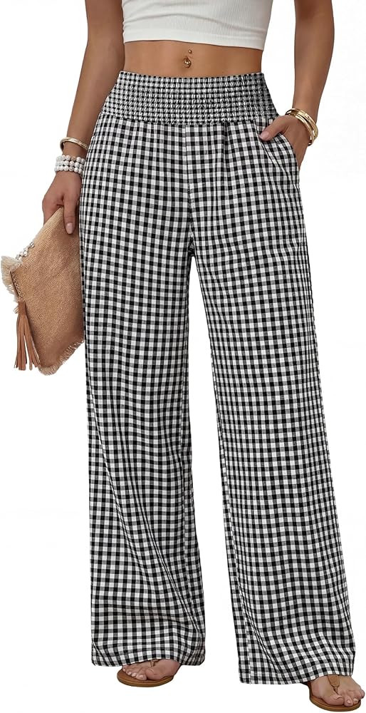 Sampeel Wide Leg Pants Woman High Waist Trousers with Pockets Casual Lounge | Amazon (US)