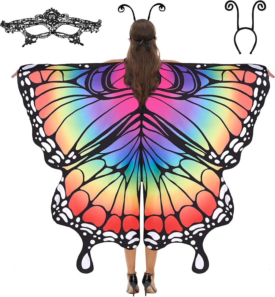 Spooktacular Creations Adult Butterfly Wing Adult with Lace Mask and Black Headband for Adult Wom... | Amazon (US)