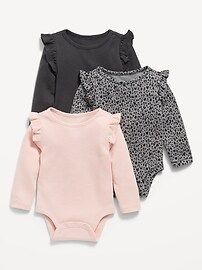 Ruffle-Trim Long-Sleeve Thermal-Knit Bodysuit 3-Pack for Baby | Old Navy (US)