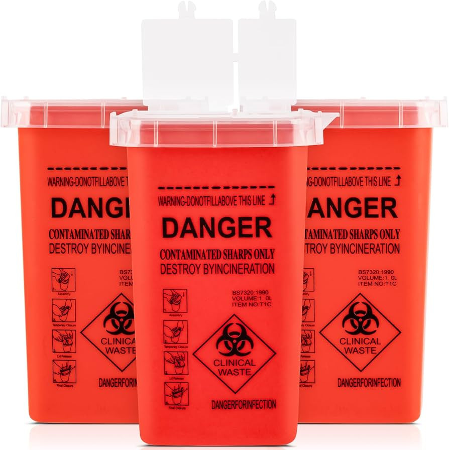 3 Pack Sharps Container for Home Use, Needle Disposal Containers, Biohazard Containers, Syringe D... | Amazon (US)