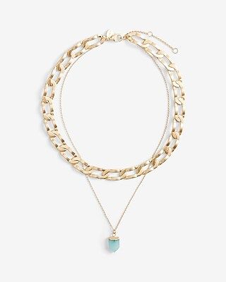 Double Layer Chain and Pendant Drop Necklace | Express