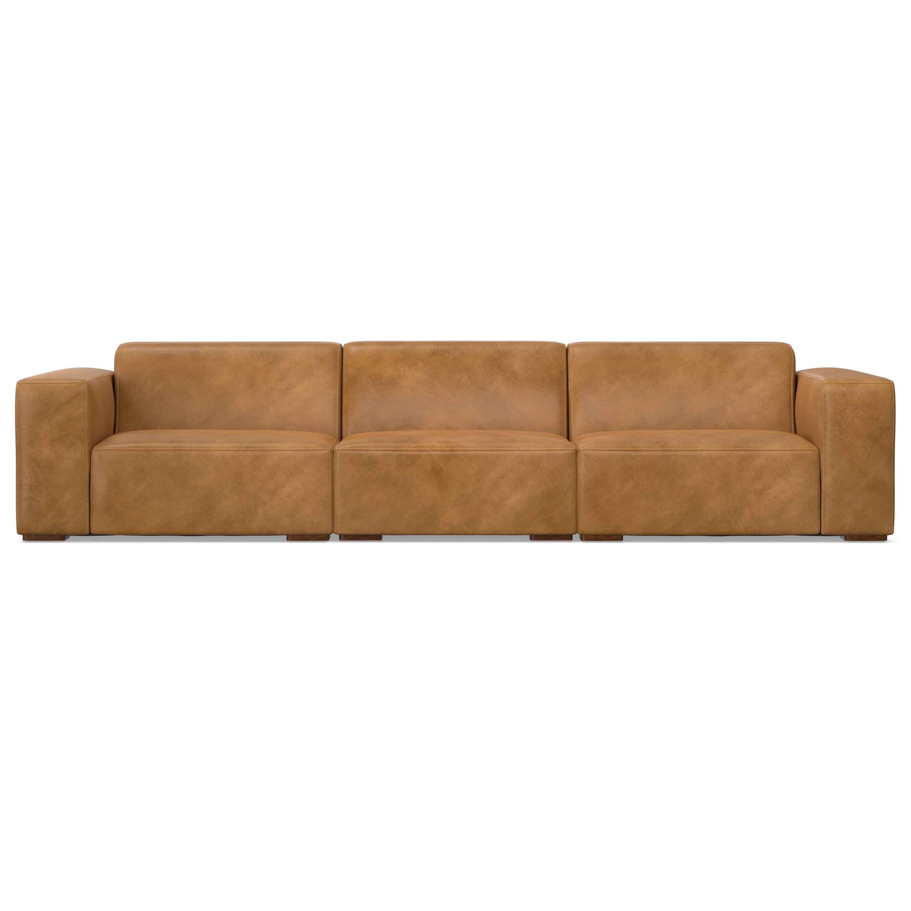 Simpli home Rex 3-Seater Modular Sofa in Genuine Leather | Walmart (US)