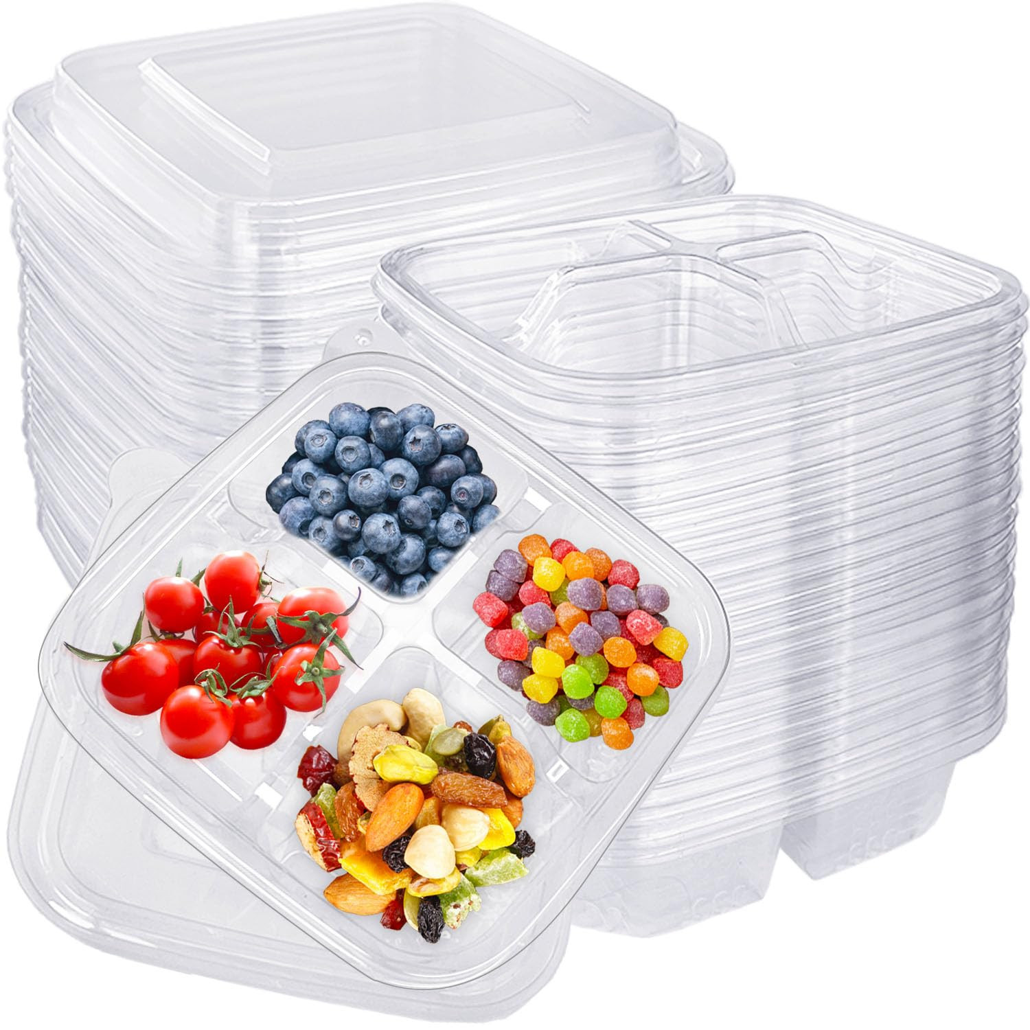 Haawooky 30 Pcs Bento Snack Containers,4 Compartment Meal Prep Lunch Containers with Lids,Food St... | Amazon (US)