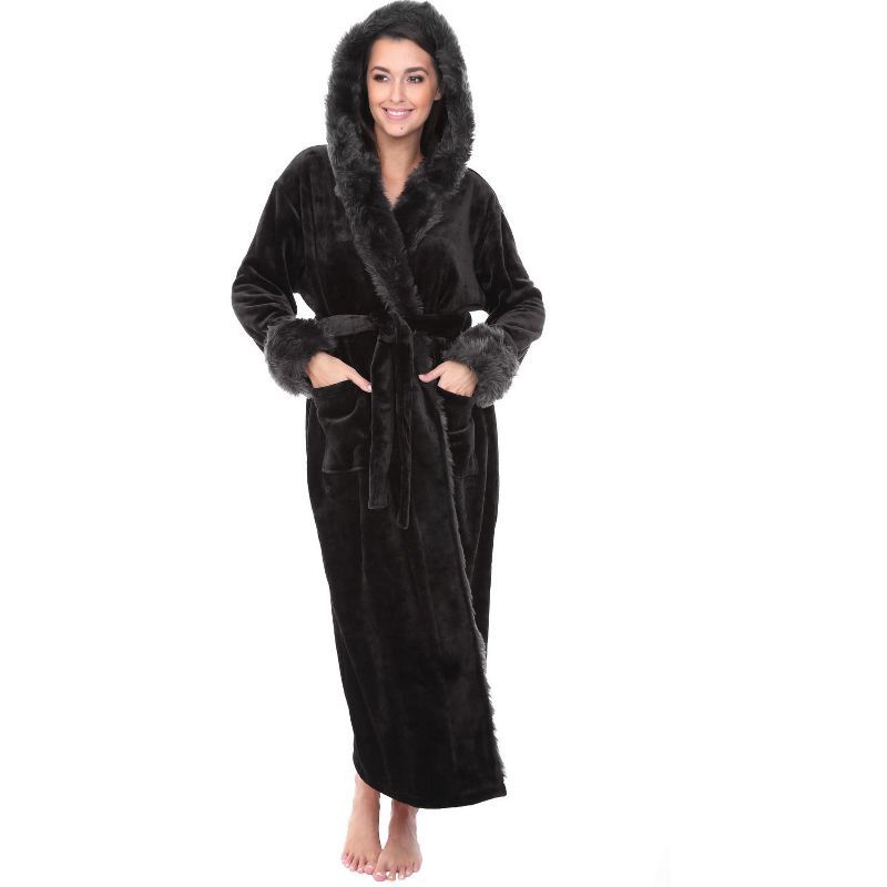 Alexander Del Rossa Women's Faux Fur Fleece Hooded Robe, Bathrobe with Hood | Target