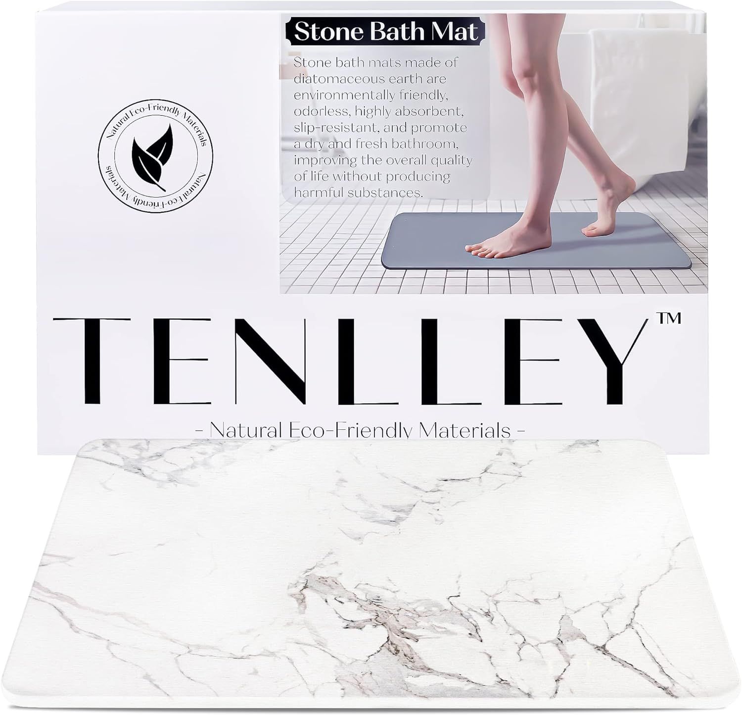 TENLLEY Stone Bath Mat, Natural Diatomaceous Earth Shower Mat, Non-Slip Stone Bath Mats for Bathr... | Amazon (US)