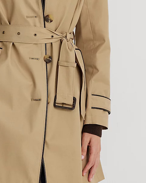Faux-Leather-Trim Trench Coat | Ralph Lauren (UK)