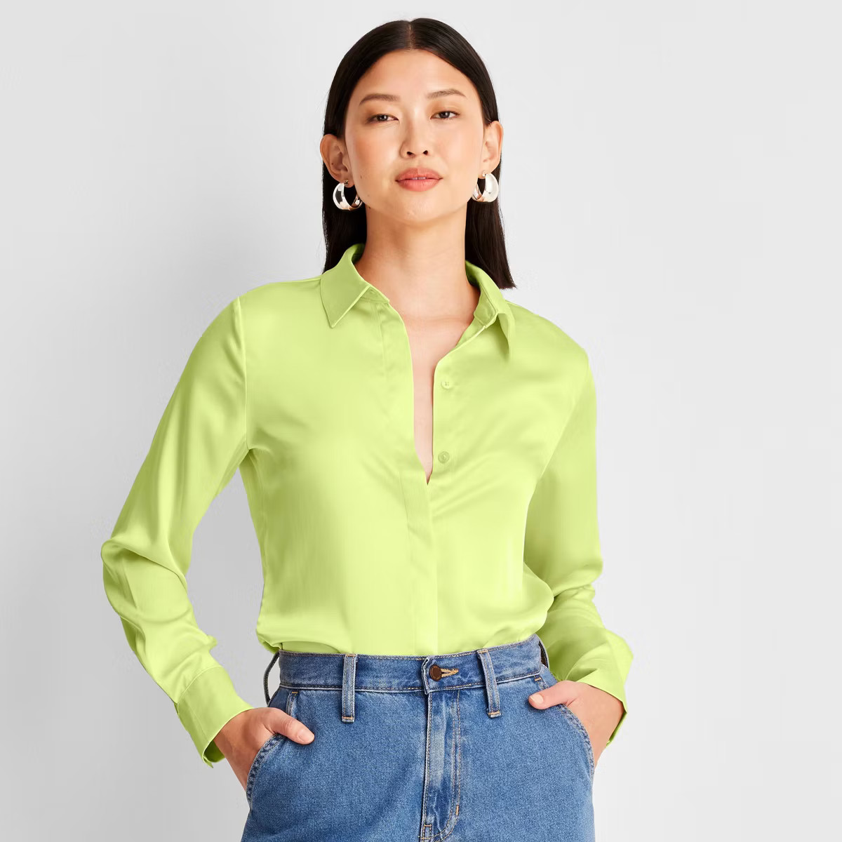 Women's Long Sleeve Button-Front Shirt - A New Day™ | Target