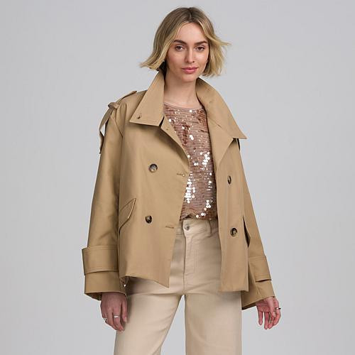 Elle Get the Look Cropped Trench Jacket - Light Camel | HSN
