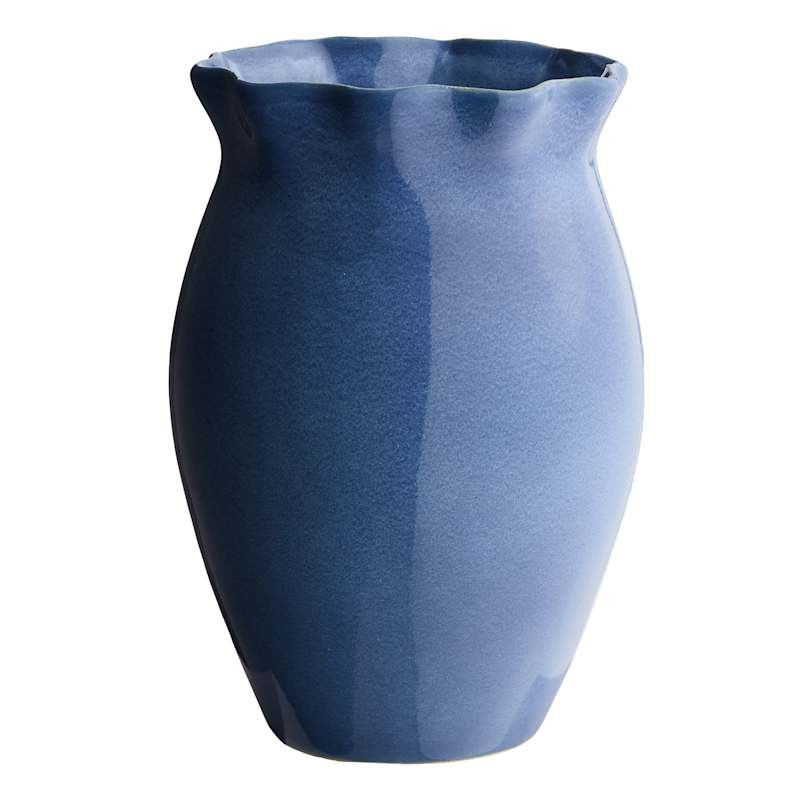 Flowing Blue Ceramic Vase, 11.8" | At Home