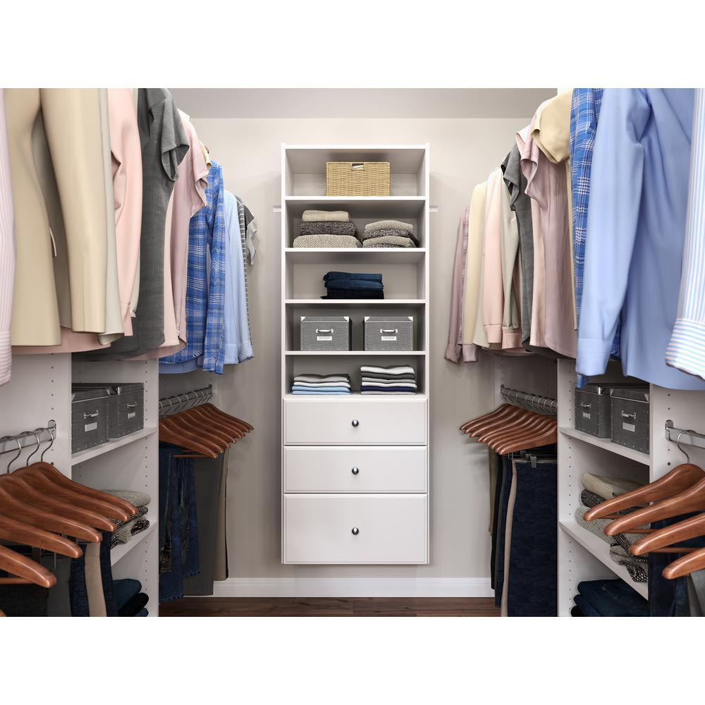 Closet Evolution Premier 25 in. W White Wood Closet Tower-WH30 - The Home Depot | The Home Depot