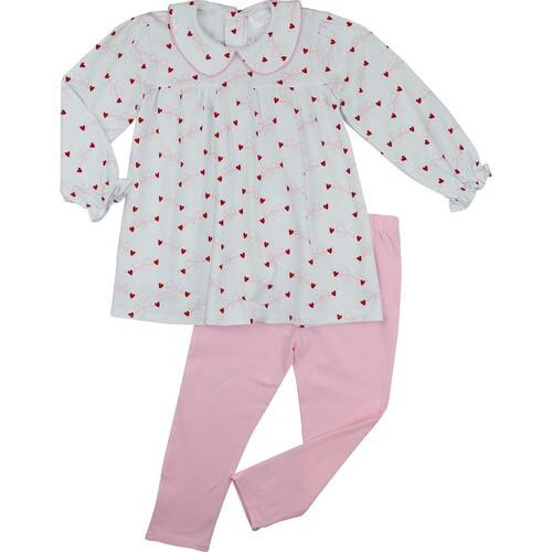 Pink Bow And Heart Knit Legging Set | Cecil and Lou