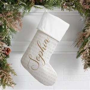 Yuletide Repeating Name Personalized Ivory Christmas Stockings | Personalization Mall