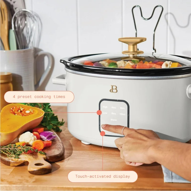 Beautiful 4Qt Slow Cooker with Touch-Activated Display, White Icing by Drew Barrymore | Walmart (US)