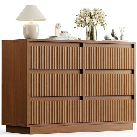 Wood Dresser, 6 Drawer Dresser for Bedroom, Modern Chest of Drawers with Deep Drawers Waterproof Living Room, Hallway, Entryway | Walmart (US)