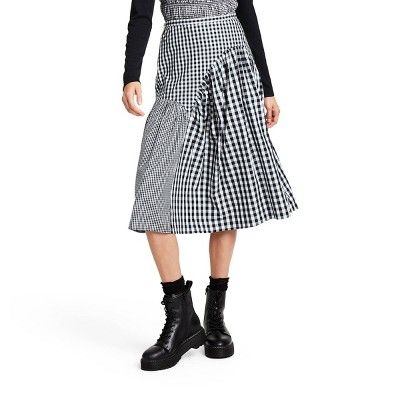Women's Gingham Midi A-Line Skirt - Sandy Liang x Target Black | Target