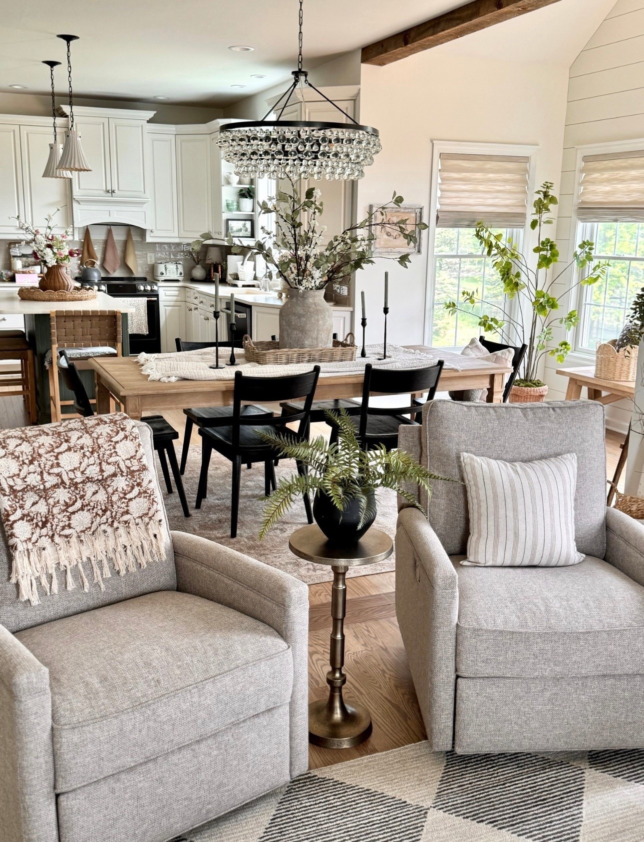 Some of my best sellers: the prettiest brown floral throw. Round distressed gold accent pedestal table currently on sale!  Square arm swivel recliners. Neutral area rug. Whimsical faux tree. Rattan planter. Woven vase  Sheet moss for planters. Dining table and chairs. Pretty faux fern. Crystal chandelier. Cream scalloped pendant lights. Throw pillows  Dining table. Dining chairs  

#LTKSaleAlert #LTKHome