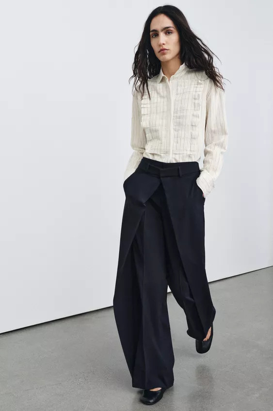 PLEATED WIDE-LEG TROUSERS ZW COLLECTION | Zara UK