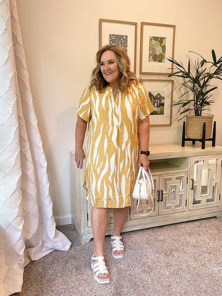Dress comes back e dry year and it’s the first time I’ve tried it. It’s a bit of a house dress but I love it. 

Sandals are lightweight and VERY comfortable. Code NAN10 10% off

#LTKshoecrush #LTKSeasonal #LTKunder50