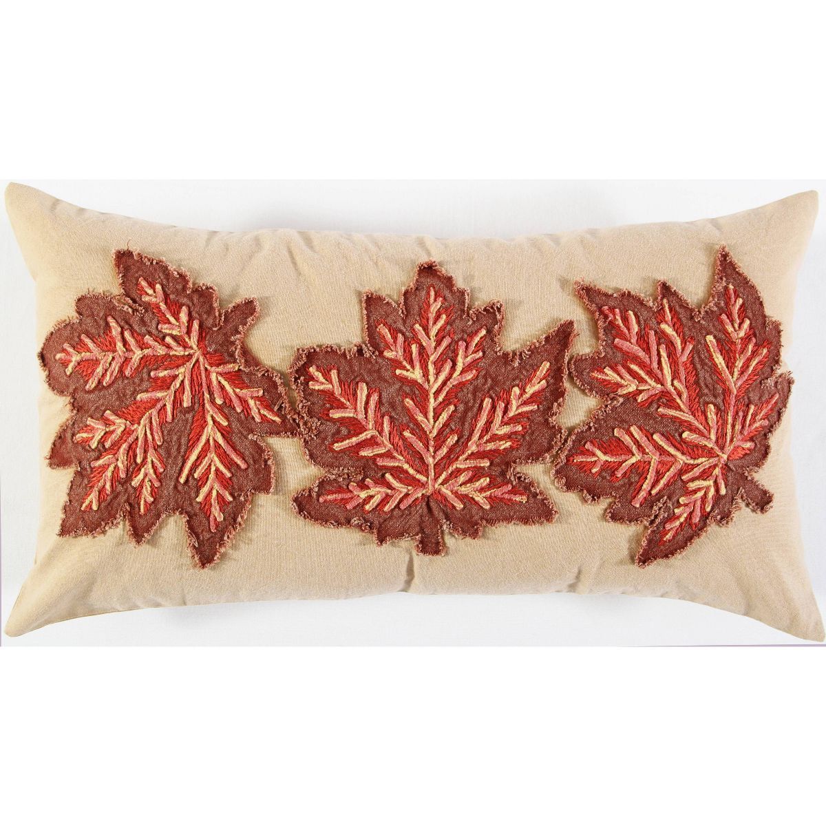 14"x26" Oversized Leaves Lumbar Throw Pillow Rust - Rizzy Home | Target