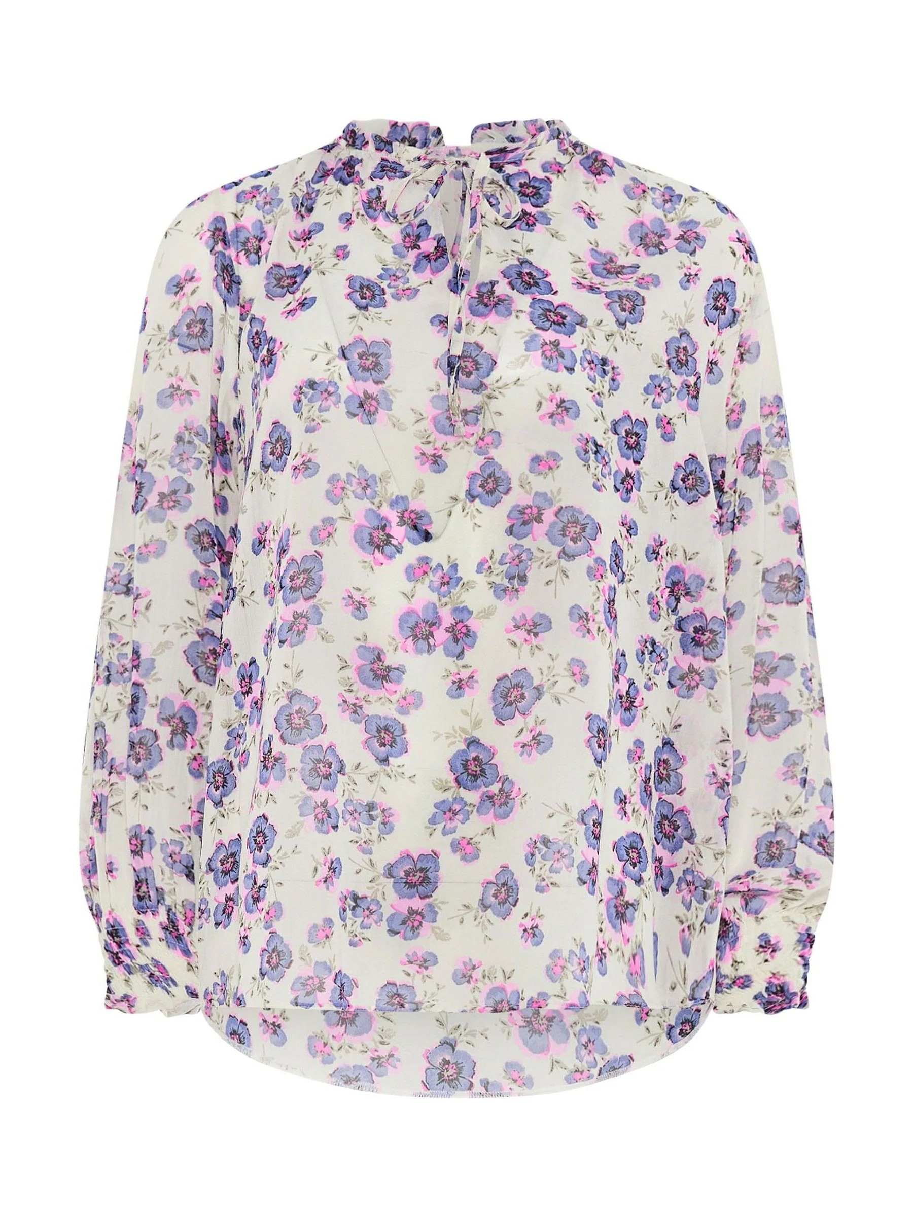 M & Co M & Co Purple Floral Tie Neck Blouse | Next US