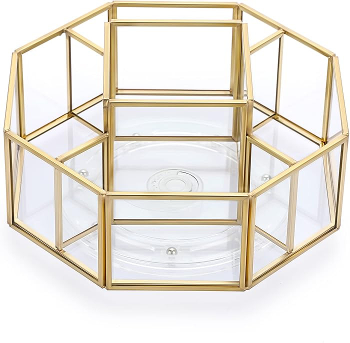 Amazon.com: Hipiwe 360 Degree Rotating Glass Makeup Organizer- 5 Slots Gold Metal Cosmetic Storag... | Amazon (US)