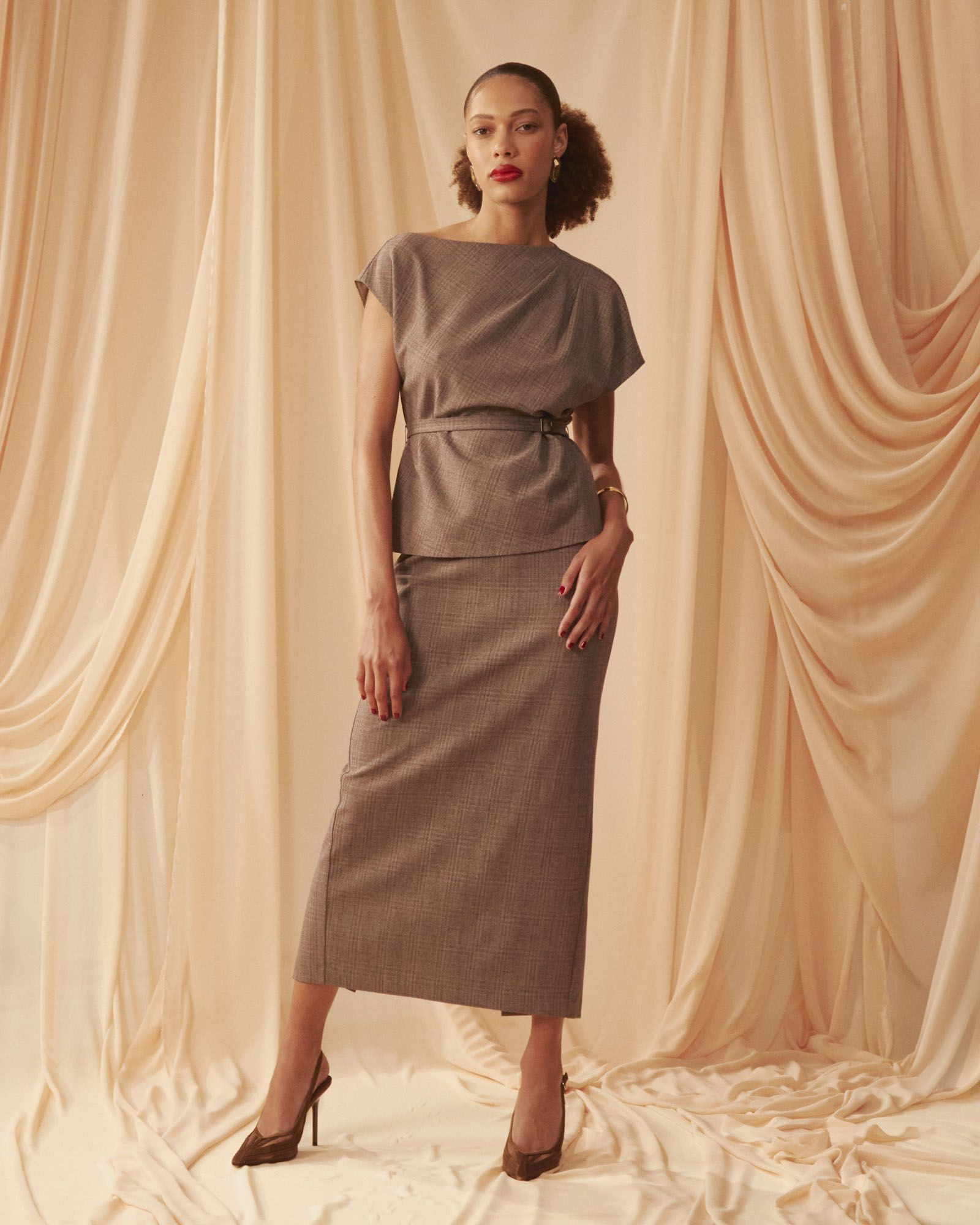 Loretta Pleat Belted Top | FORCAST