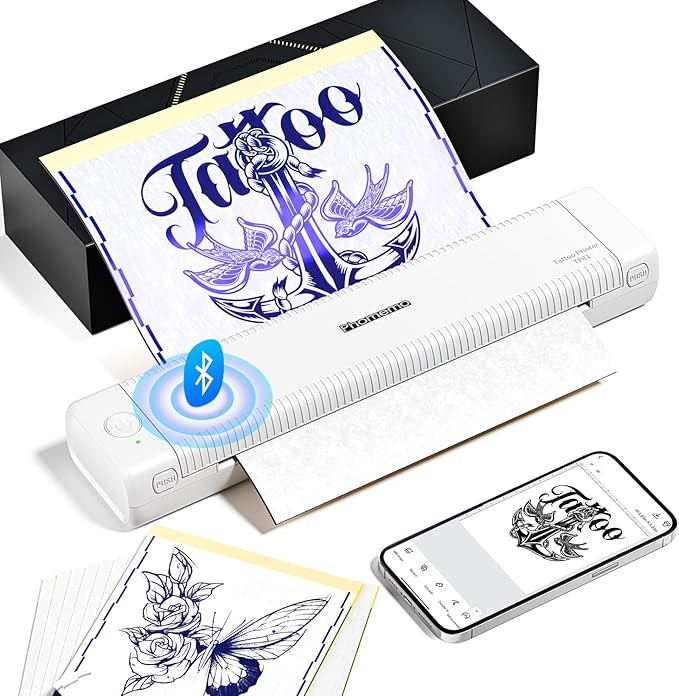 Phomemo Tattoo Stencil Printer Upgraded, TP81 Bluetooth Tattoo Printer with 10pcs Transfer Paper,... | Amazon (US)