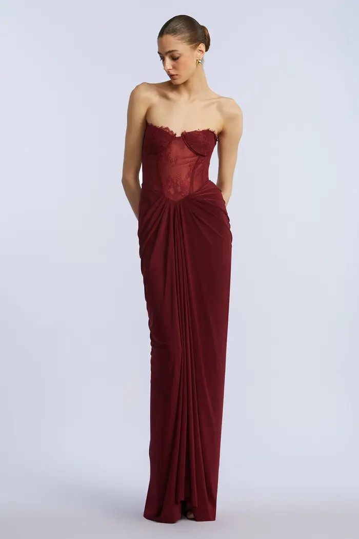 BCBGMAXAZRIA Lace & Jersey Gown | Nordstrom | Nordstrom