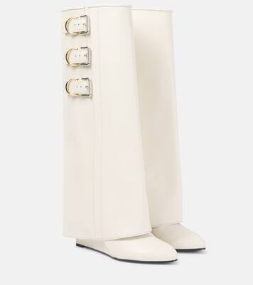 Shark Lock Buckles leather knee-high boots | Mytheresa (UK)