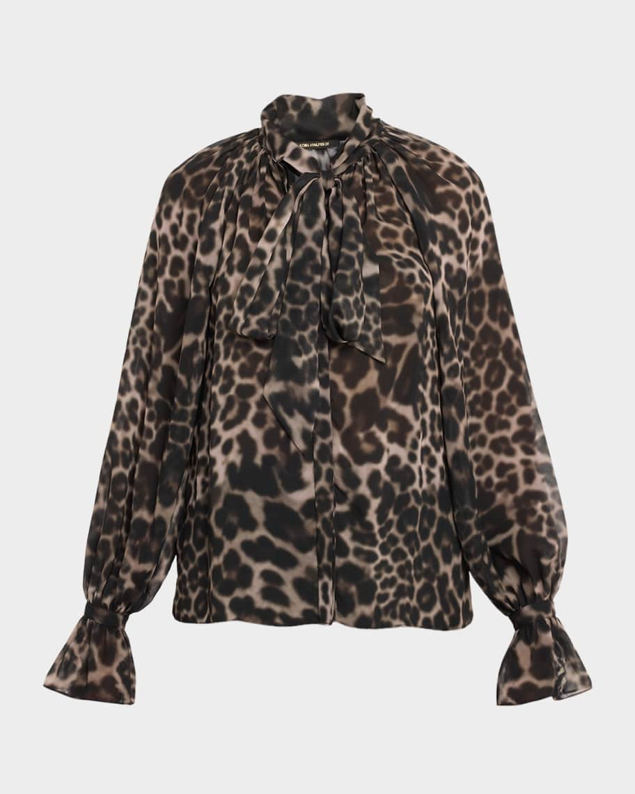 Davi Raglan Leopard-Print Blouse | Neiman Marcus