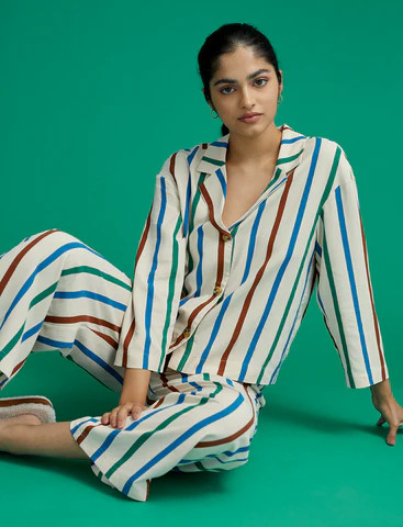 ThirdLove Washable Silk Long Sleeve Top - rainbow-stripe / MD | ThirdLove