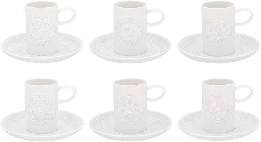 Vista Alegre Ornament Coffee Cup and Saucer, Set of 6 | Amazon (US)