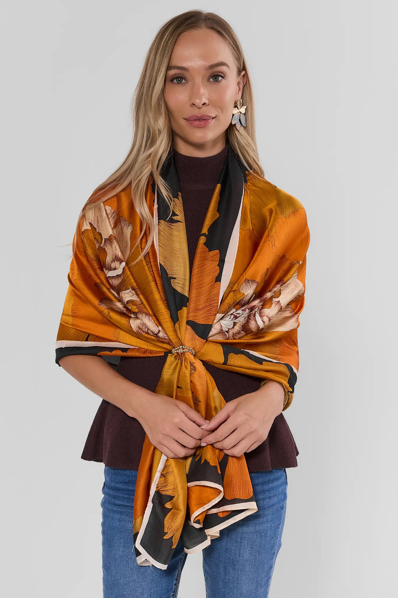 Orange Floral Wrap | Avara