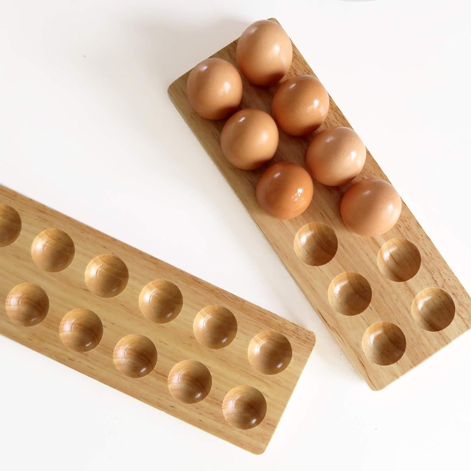 Mother Hen's 12 Eggs (2 x 6) Wooden Egg Holder - Wooden Egg Tray - Wood Egg Tray - Egg Holder Woo... | Amazon (US)