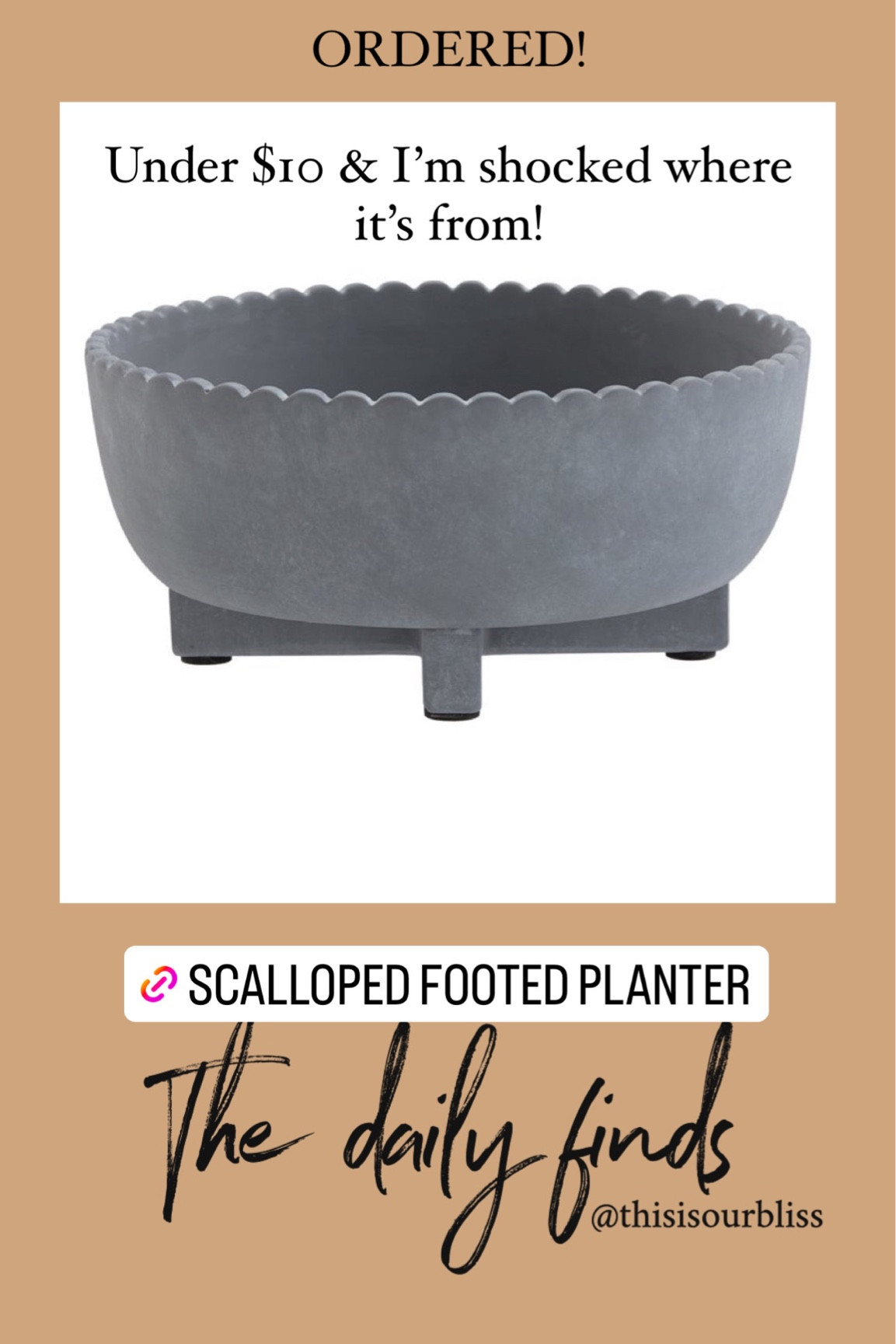 Scalloped footed planter // gray low profile planter under $10 // Walmart home finds, outdoor decor, home decor // #walmarthomefinds #outdoordecor #planter #walmartoutdoor 

#LTKFind #LTKunder50 #LTKhome