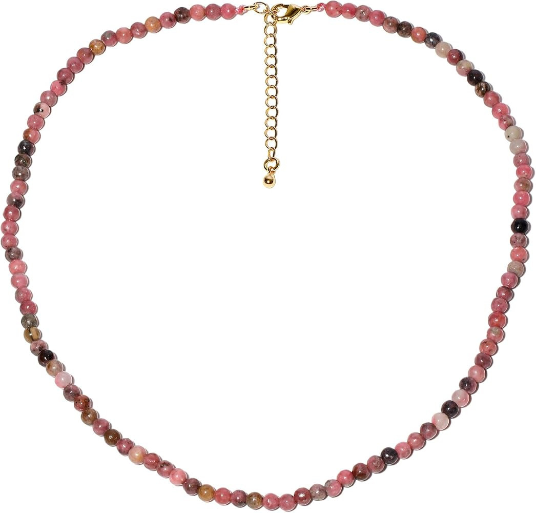 Simple Choker Necklace for Women Real Stone and Crystals Necklaces 4mm Beaded Choker Jewelry Medi... | Amazon (US)