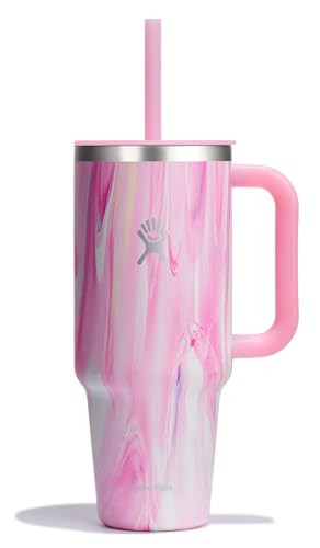 Hydro Flask Travel Tumbler with Handle, Lid and Straw - Insulated Stainless Steel in 40 Oz Jelly Pink | Amazon (US)