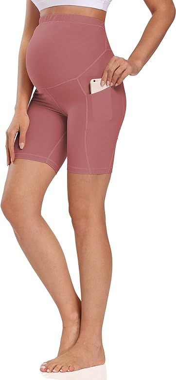 Women's Maternity Over The Belly Active Lounge Comfy Yoga Short Workout Running Athletic Non See-... | Amazon (US)