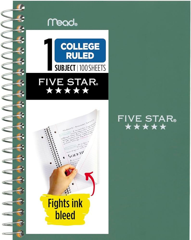 Five Star Personal Spiral Notebook, 1 Subject, College Ruled Paper, 7" x 4-3/8", Small Size, 100 ... | Amazon (US)