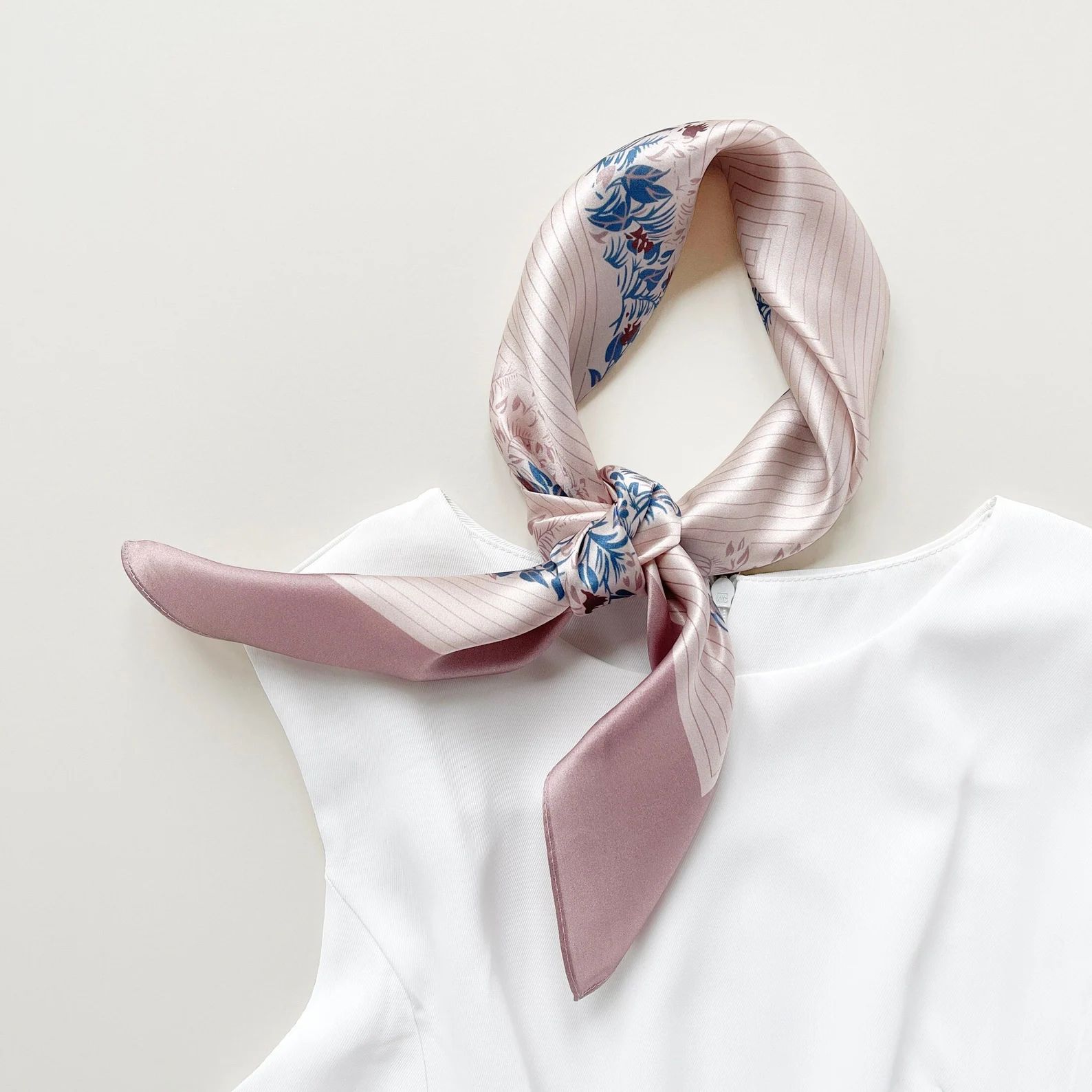 Leafy blush pink silk scarf women, silk neck scarf, large silk bandana women, silk head scarf, si... | Etsy (UK)