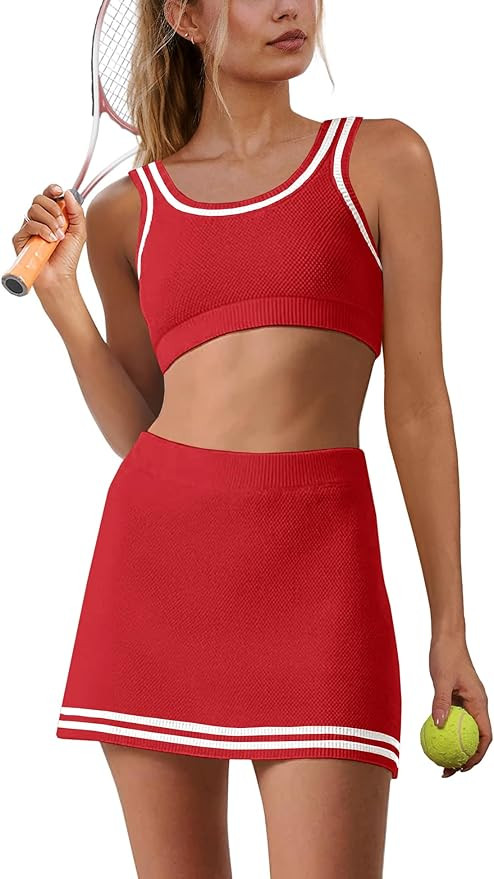 Nirovien Womens 2 Piece Workout Sets Tennis Skort Sets Matching Gym Clothes Tank Top and Athletic... | Amazon (US)