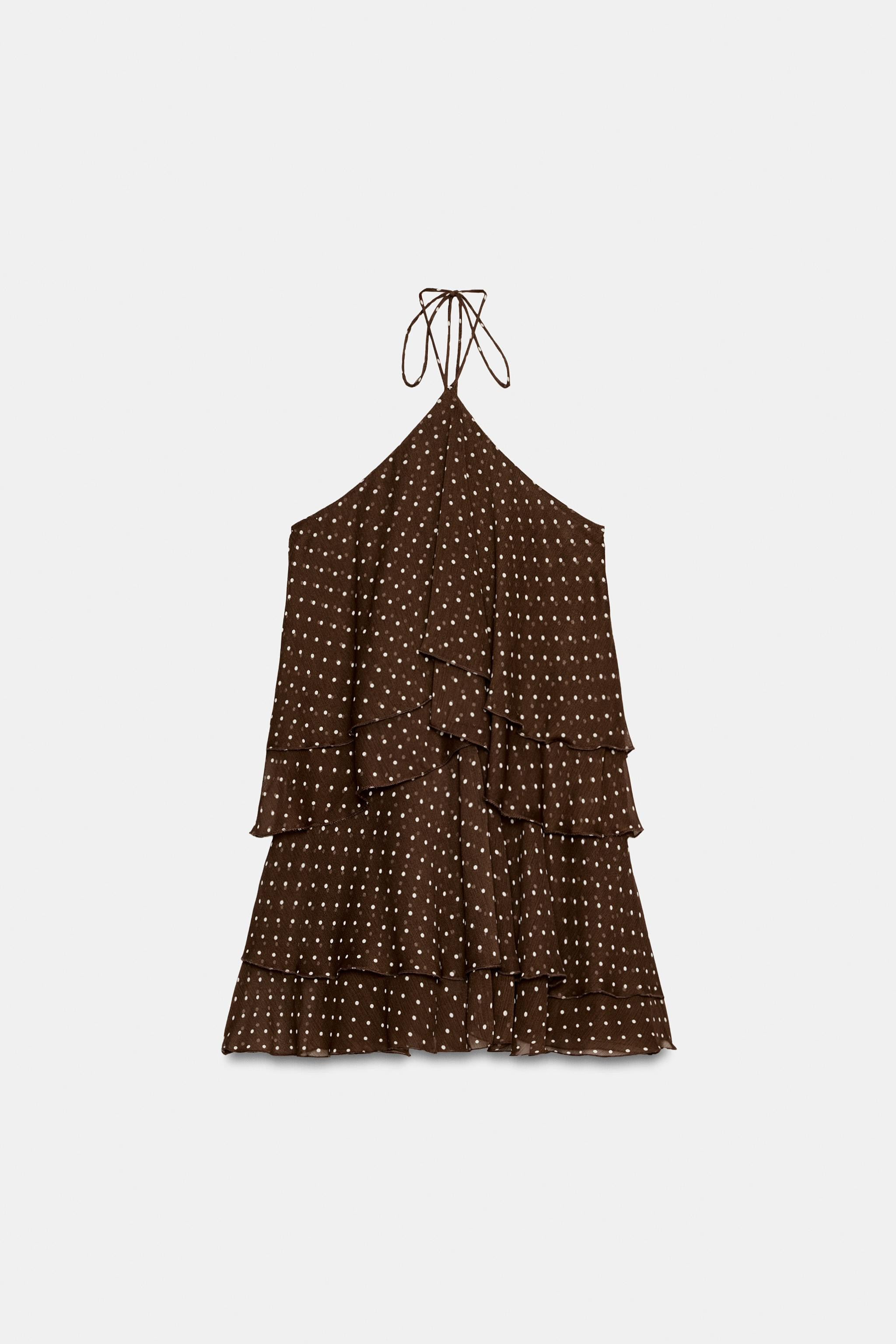 RUFFLED POLKA DOT HALTER DRESS | Zara US