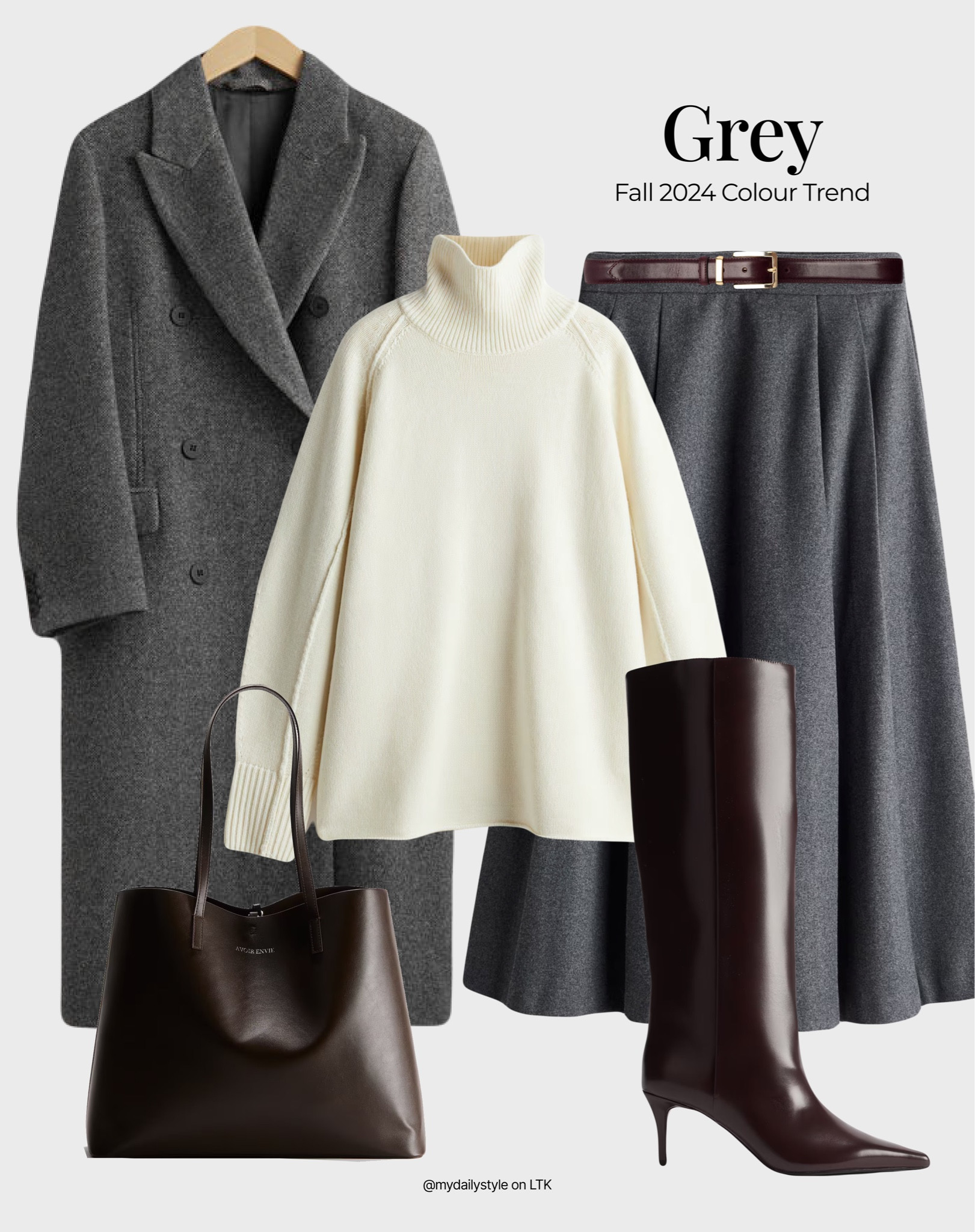 50 shades of grey for your fall wardrobe. Styling grey wool coat, grey midi skirt, white wool knit jumper, & burgundy knee boots.

Check out more styling ideas in my profile. 

Tags: grey colour, gray color, cherry red, burgundy, fall style, pre-fall, autumn style, fall outfit, autumn outfit, fall fashion, autumn fashion, easy styling, simple everyday look, chic & basic outfit, Parisian look, casual outfit, capsule wardrobe, office look, brunch style, high street. 

#LTKshoes #LTKautumn #LTKstyletip