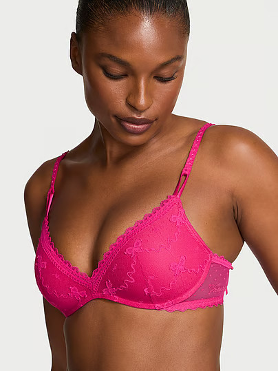 Sexy Tee Bow Lace Wireless Push-Up Bra, Pink, 36D - Women's Bras - Victoria's Secret | Victoria's Secret (US / CA )