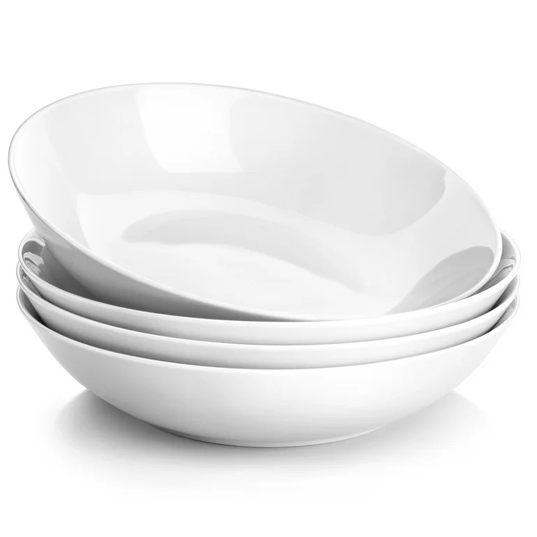 vancasso Pasta Bowls, Porcelain Salad Bowls Set of 4, 30oz Large White Serving Bowls, Soup Bowls | Walmart (US)