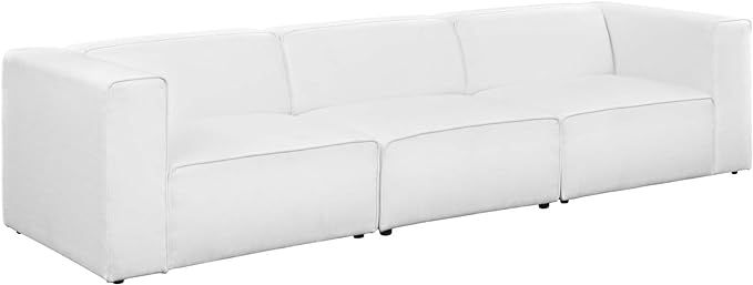 Modway Mingle Contemporary Modern 3-Piece Sectional Sofa Set in White | Amazon (US)
