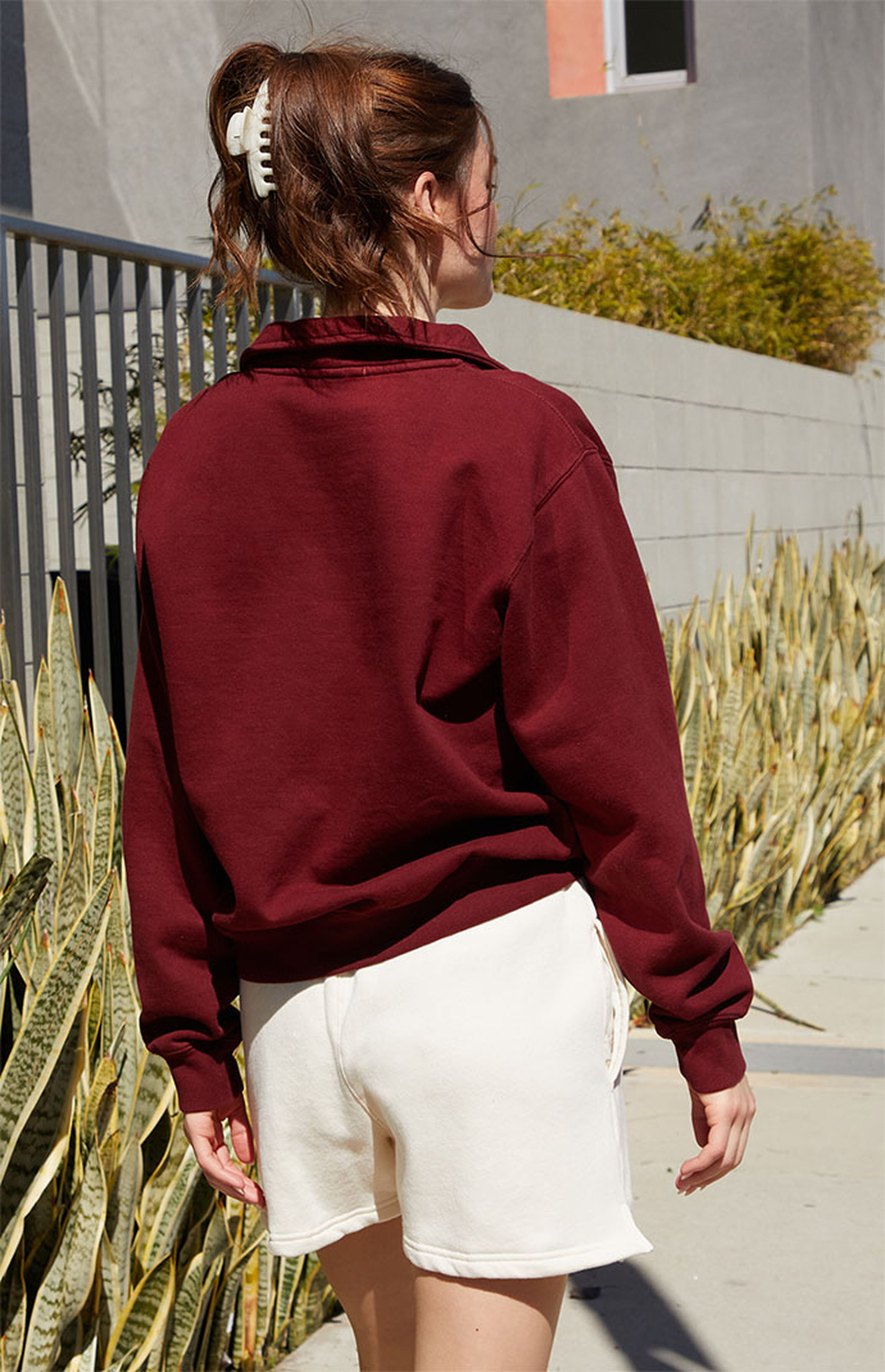 John Galt Burgundy New York Half Zip Sweatshirt | PacSun